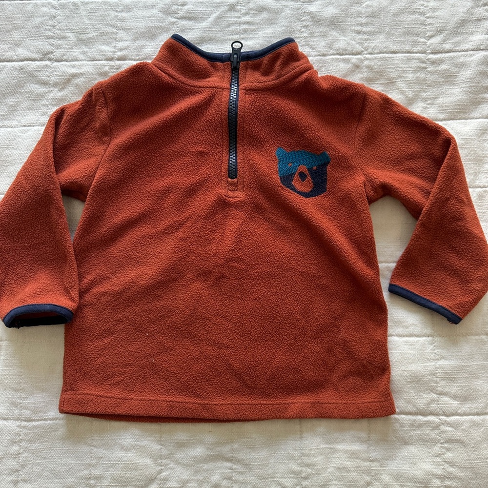 Cat & Jack Orange Fleece Hoodie with Bear Patch